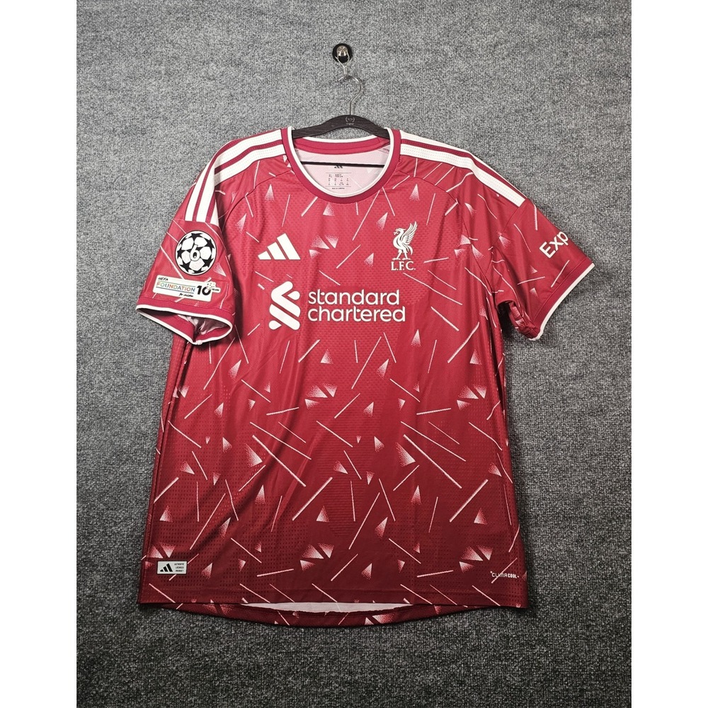Men's XL Adidas Liverpool FC 26/27 Home Jersey Jacquet #5 UEFA/Starball 6 Patch
